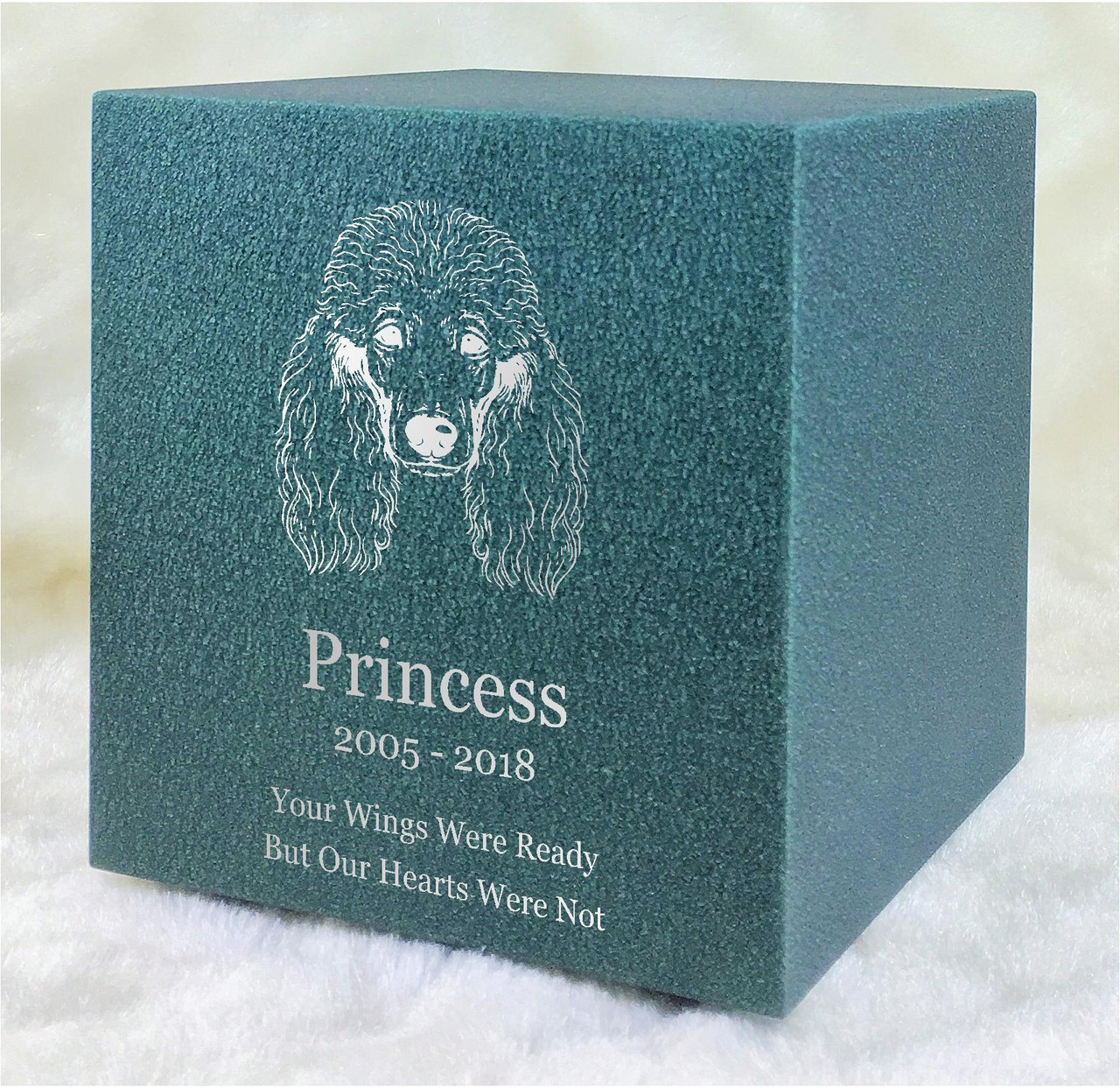 PERSONALIZED DL Custom Engraved Poodle Cremation Urn Vault by Amaranthine Urns, made in the USA