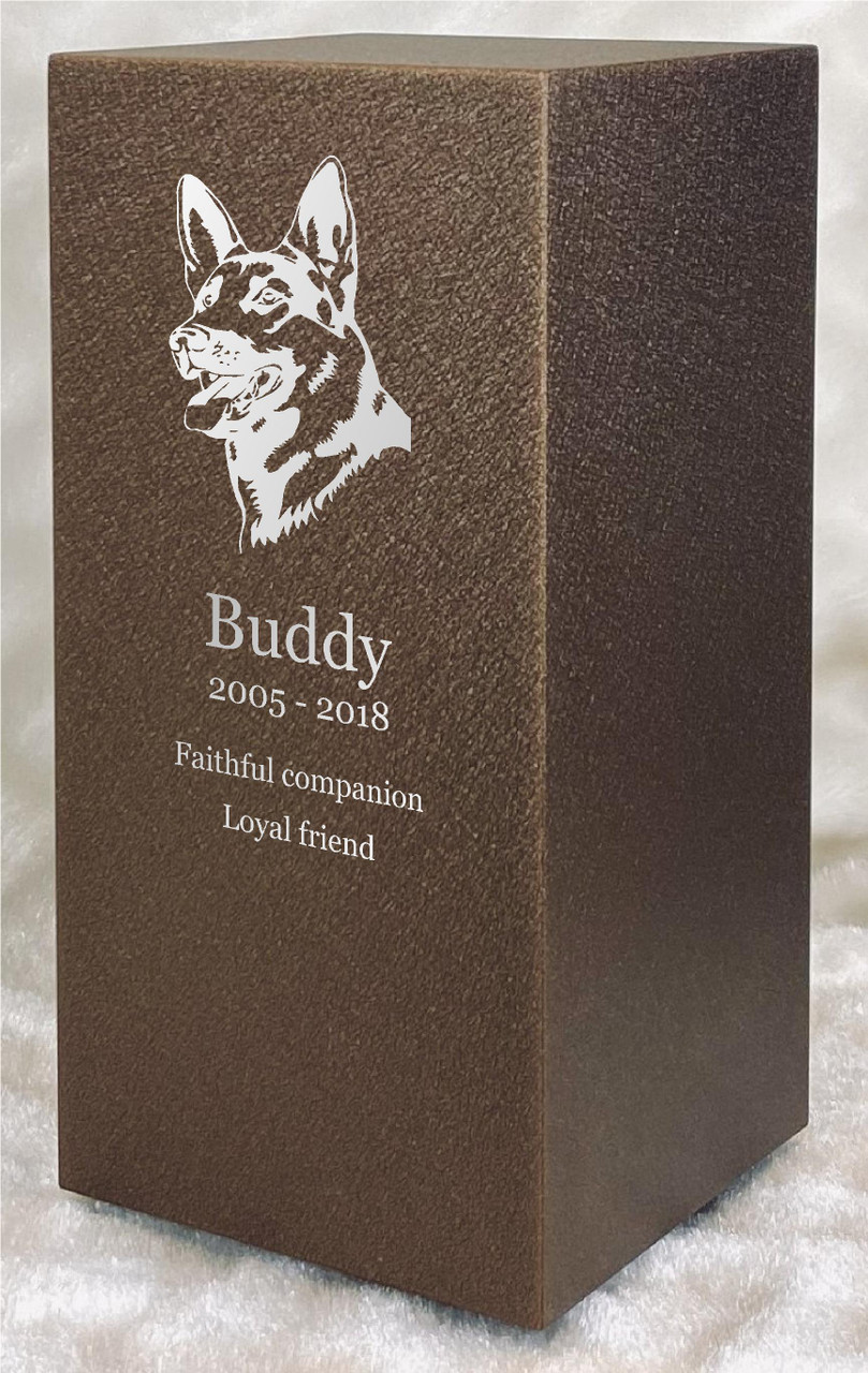 PERSONALIZED DL Custom Engraved German Shepherd Cremation Urn Vault by Amaranthine Urns, made in the USA