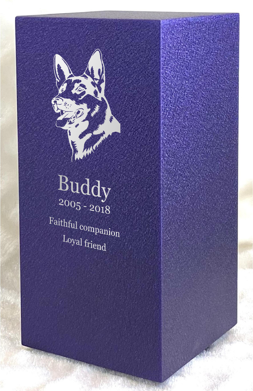 PERSONALIZED DL Custom Engraved German Shepherd Cremation Urn Vault by Amaranthine Urns, made in the USA