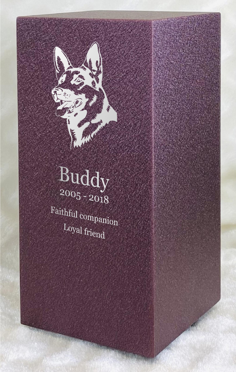 PERSONALIZED DL Custom Engraved German Shepherd Cremation Urn Vault by Amaranthine Urns, made in the USA