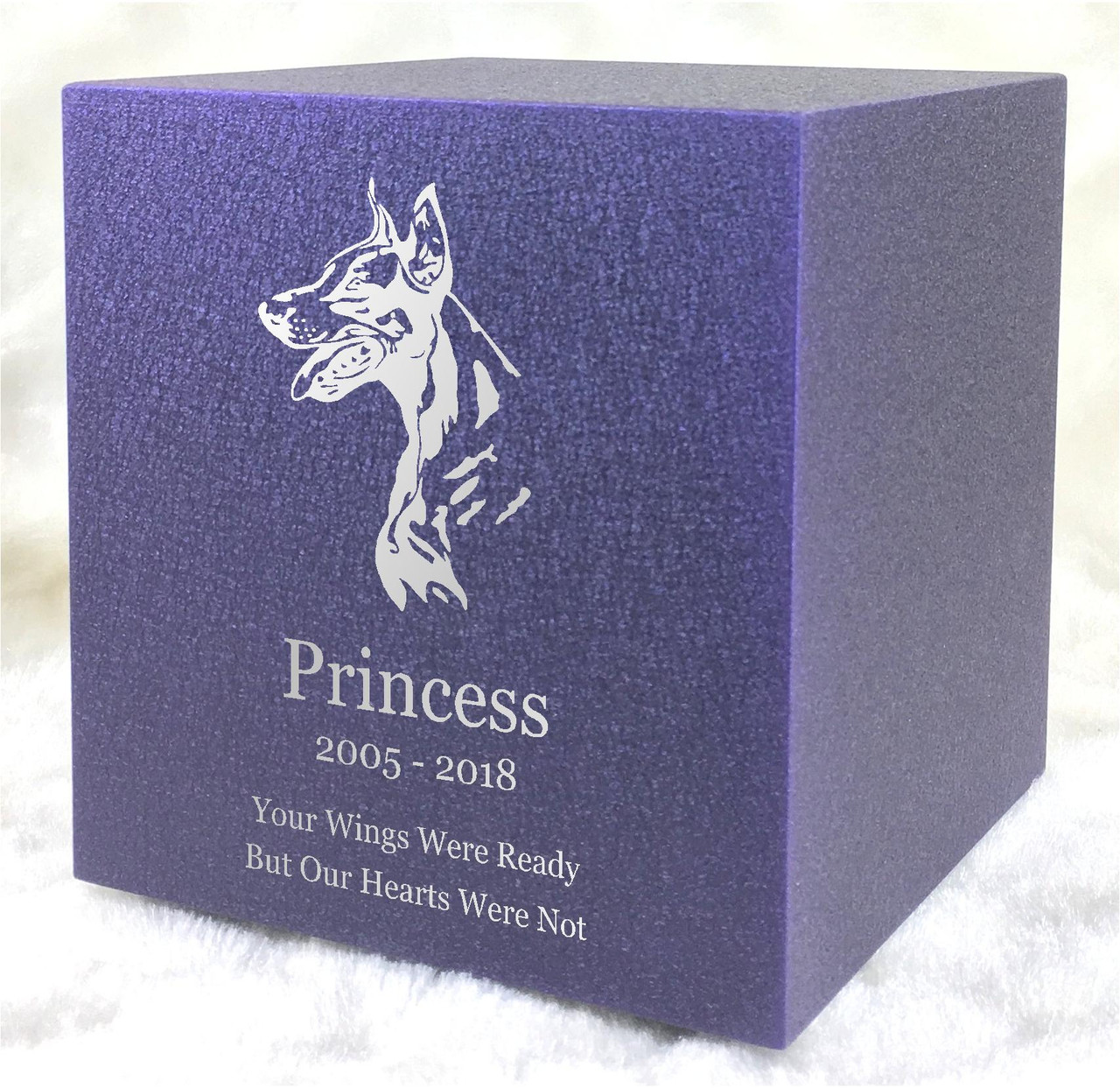 PERSONALIZED DL Custom Engraved Doberman Cremation Urn Vault by Amaranthine Urns, made in the USA