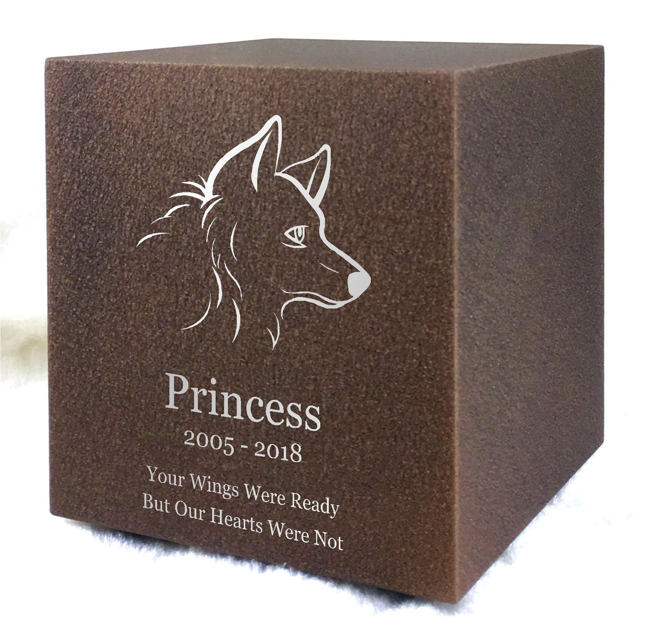 PERSONALIZED DL Custom Engraved Collie Cremation Urn Vault by Amaranthine Urns, made in the USA