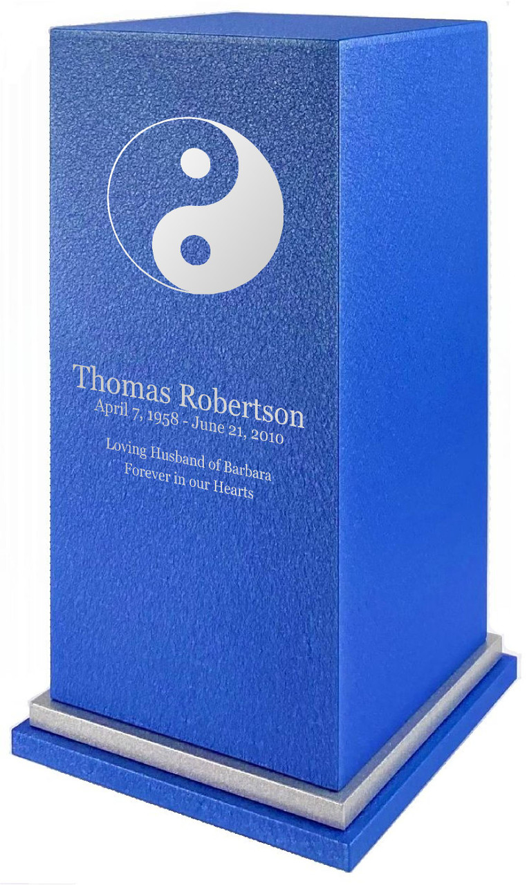 PERSONALIZED SE Custom Engraved Yin Yang Cremation Urn Vault by Amaranthine Urns, made in the USA
