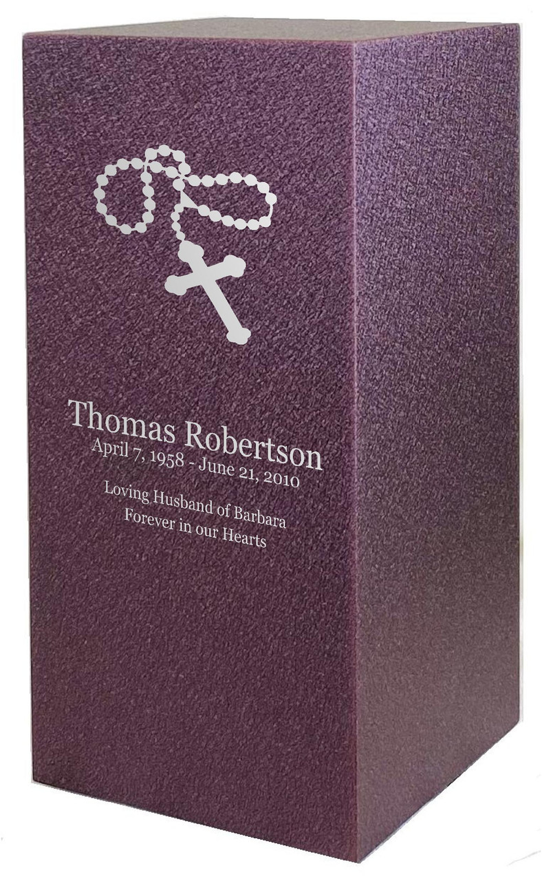 PERSONALIZED DL Custom Engraved Rosary Cremation Urn Vault by Amaranthine Urns, made in the USA