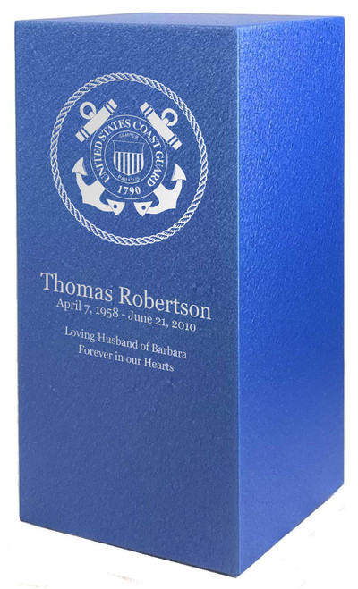 PERSONALIZED DL Custom Engraved United States Coast Guard Cremation Urn Vault by Amaranthine Urns, made in the USA