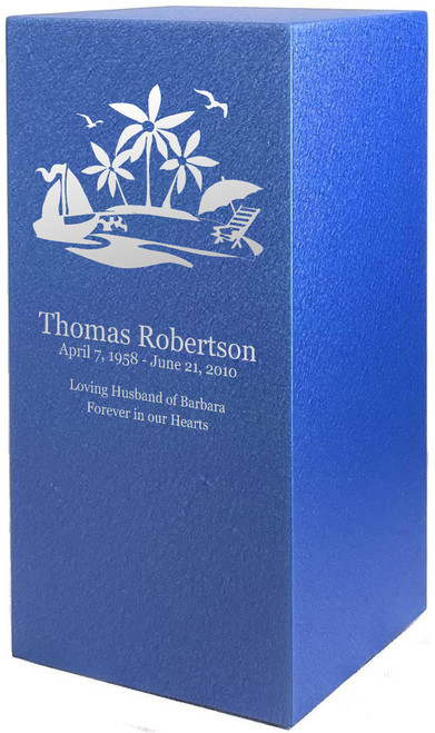 PERSONALIZED DL Custom Engraved Beach Day Cremation Urn Vault by Amaranthine Urns, made in the USA
