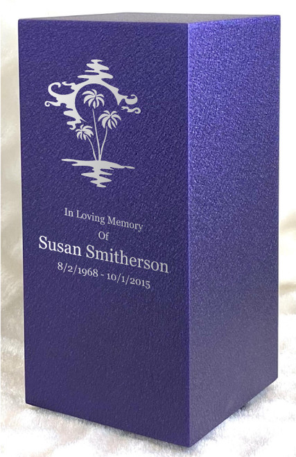 PERSONALIZED DL Custom Engraved Palm Trees Cremation Urn Vault by Amaranthine Urns, made in the USA