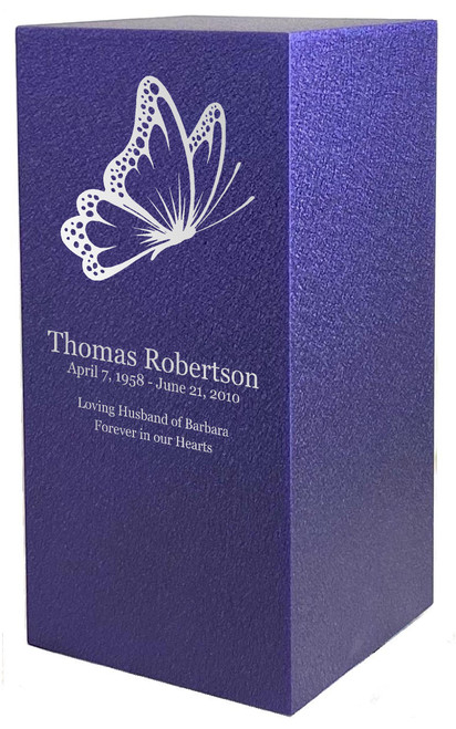 PERSONALIZED DL Custom Engraved Butterfly Cremation Urn Vault by Amaranthine Urns, made in the USA