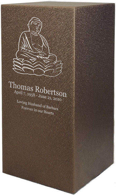 PERSONALIZED DL Custom Engraved Buddha Cremation Urn Vault by Amaranthine Urns, made in the USA