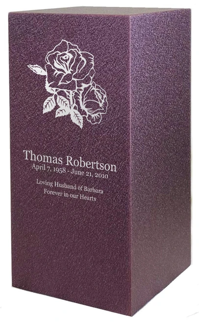 PERSONALIZED DL Custom Engraved Roses Cremation Urn Vault by Amaranthine Urns, made in the USA
