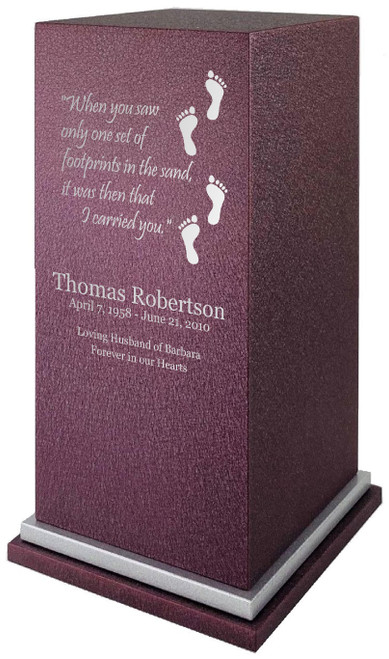 PERSONALIZED SE Custom Engraved Footprints Cremation Urn Vault by Amaranthine Urns, made in the USA