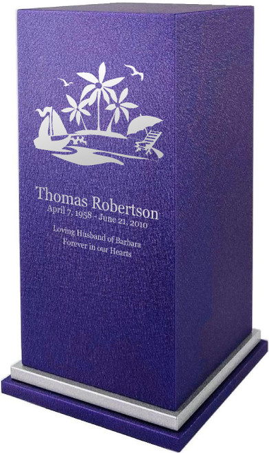 PERSONALIZED SE Custom Engraved Beach Day Cremation Urn Vault by Amaranthine Urns, made in the USA