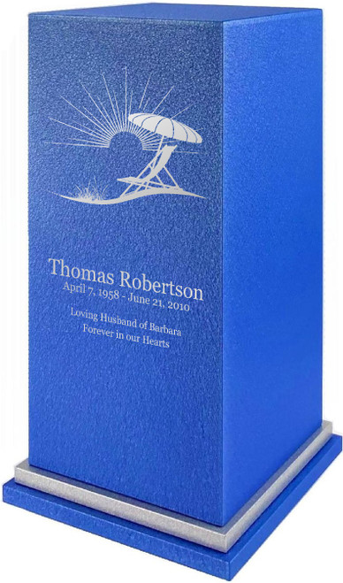 PERSONALIZED SE Custom Engraved Beach Chair Cremation Urn Vault by Amaranthine Urns, made in the USA