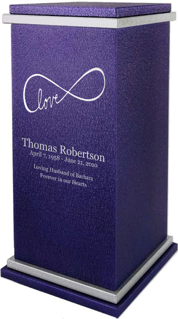 PERSONALIZED RG Custom Engraved Infinite Love Cremation Urn Vault by Amaranthine Urns, made in the USA