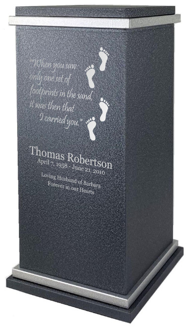PERSONALIZED RG Custom Engraved Footprints Cremation Urn Vault by Amaranthine Urns, made in the USA