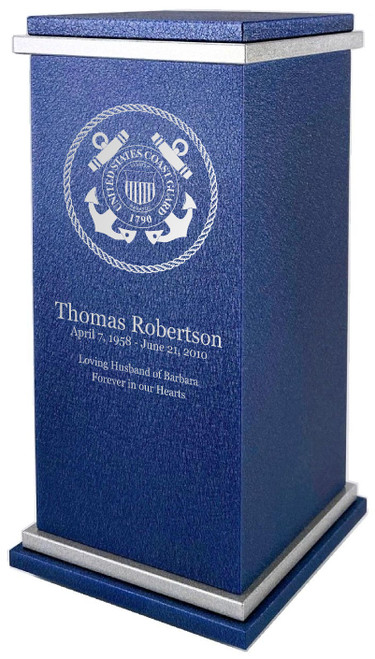 PERSONALIZED RG Custom Engraved United States Coast Guard Cremation Urn Vault by Amaranthine Urns, made in the USA