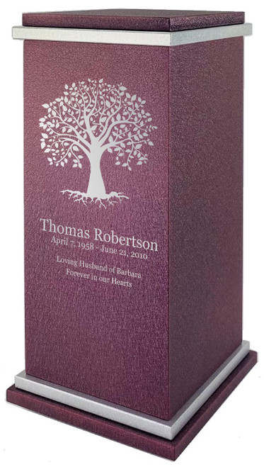 PERSONALIZED RG Custom Engraved Tree of Life Cremation Urn Vault by Amaranthine Urns, made in the USA