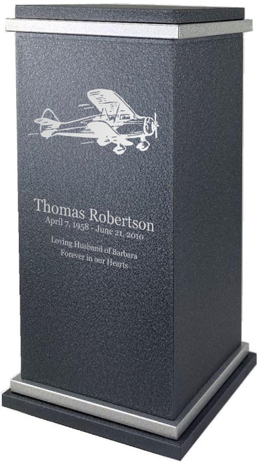 PERSONALIZED RG Custom Engraved Air Plane Cremation Urn Vault by Amaranthine Urns, made in the USA