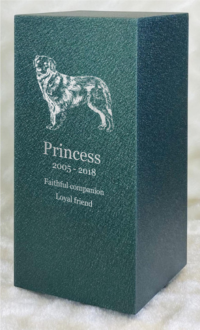 PERSONALIZED DL Custom Engraved Golden Retriever Cremation Urn Vault by Amaranthine Urns, made in the USA