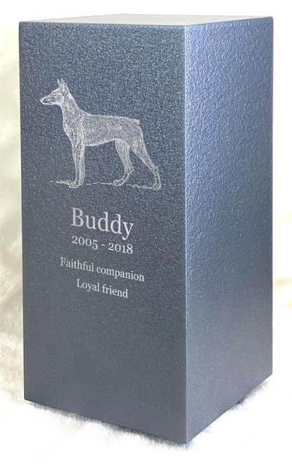 PERSONALIZED DL Custom Engraved Doberman Pinscher Cremation Urn Vault by Amaranthine Urns, made in the USA