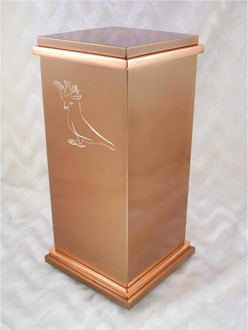PERSONALIZED RG Custom Engraved Cockatoo Cremation Urn Vault by Amaranthine Urns, made in the USA