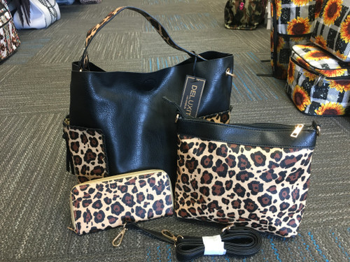 3pc Leopard Handbag Set