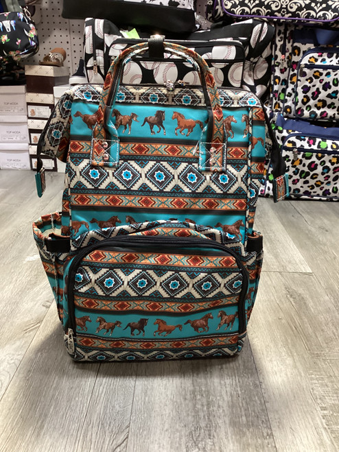 Turquois Horse Print Diaper Bag