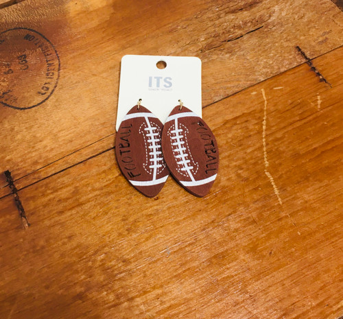 Wood Football Earrings