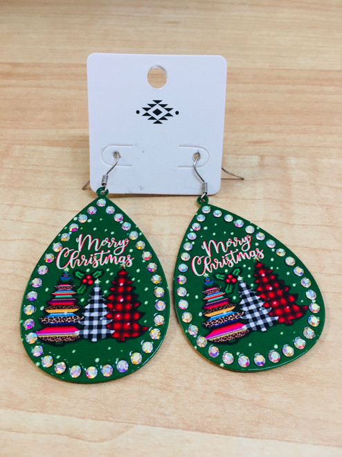 Green Christmas Trees Earrings