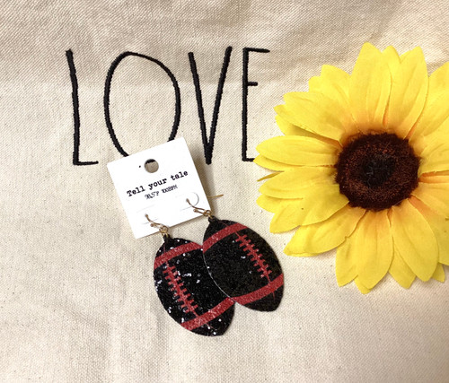 Red Black Glitter Earrings