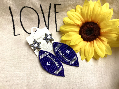 Navy Beaded Earrings
