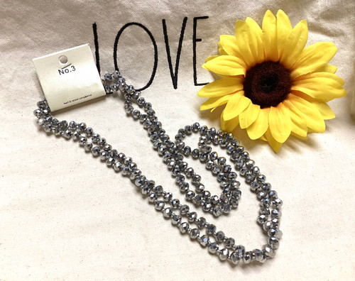 Long Crystal Bead Necklace SLV