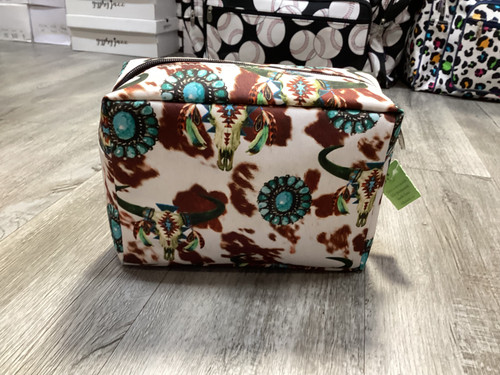Medium Turquoise Skull Cosmetic Bag
