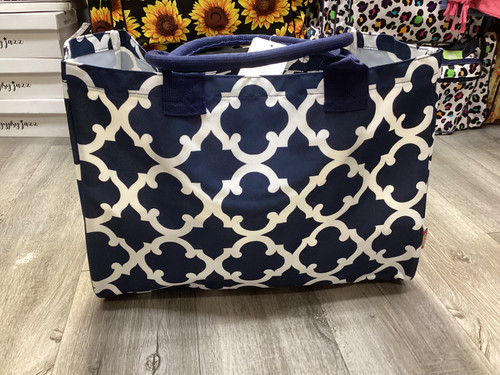 Large Navy Print Tote Bag