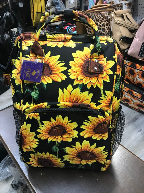 Black Sunflower Diaper Bag Backpack