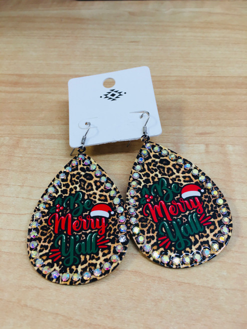 Merry Christmas Leopard Earrings