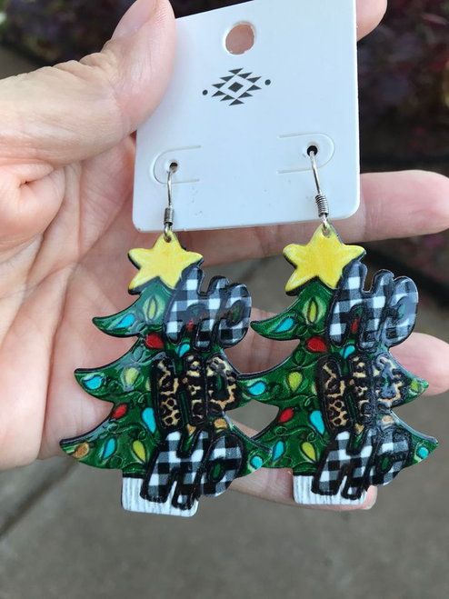 Plaid Christmas Tree Earrings