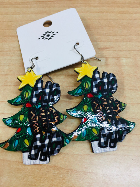 Plaid Christmas Tree Earrings