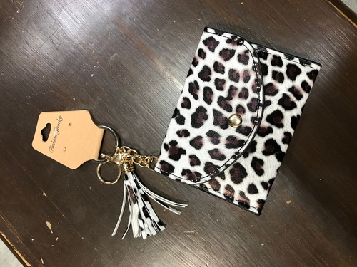 White Leopard Key Card Holder