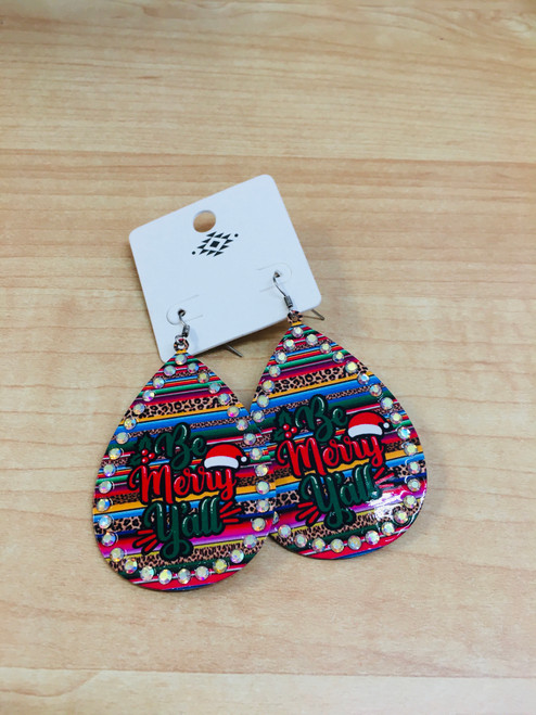"Be Merry Yall" Christmas Earrings