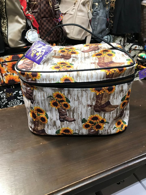 Large Sunflower Boots Cosmetic Bag