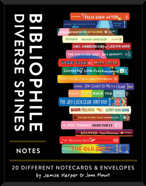 Bibliophile Diverse Spines Notes: 20 Different Notecards & Envelopes