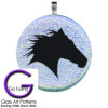 Dichoric Glass Pendant with a Horse Head Fusible Decal.