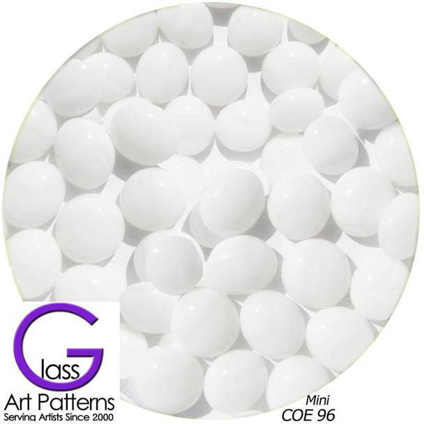 COE96 Glass Pebble Polka Dots - White Opaque