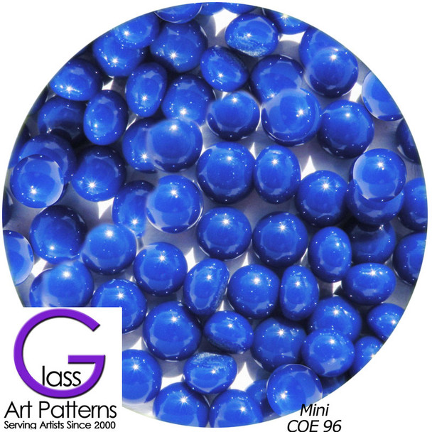 COE96 Glass Pebble Polka Dots - Blue Medium Opaque