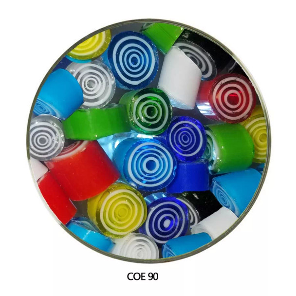 Murrini Multi Color Spiral Geometric Progression COE90 1 oz SKU 90460