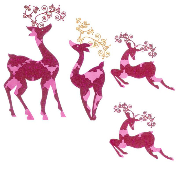 Christmas Reindeer Red Pink Waterslide Decal Fused Glass Ceramic 