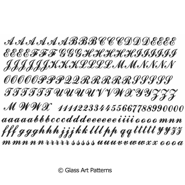 Fusible Decals: Alphabet & Numbers SCRIPT LETTERS: BLACK Enamel 3/8"  33319