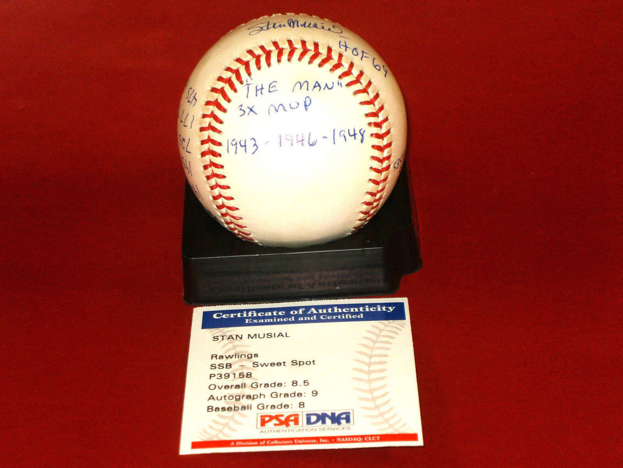 Stan Musial Autographed Official National League Baseball - PSA/DNA 8.5