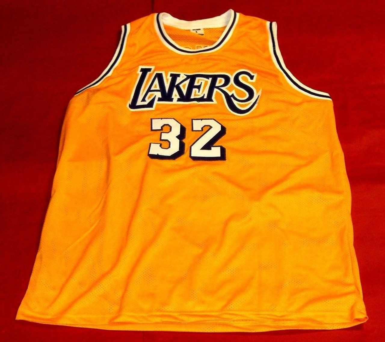 magic johnson signed lakers jersey